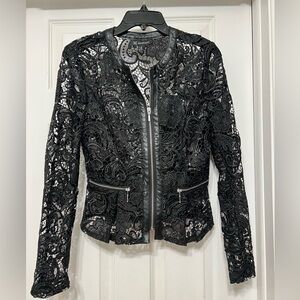 INC International Concepts Black Lace Zip-Front Jacket